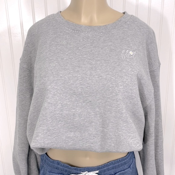 FL&L Heather Gray Embroidered Fuzzy Roomy Alex Sweatshirt Medium Like New - Picture 3 of 14